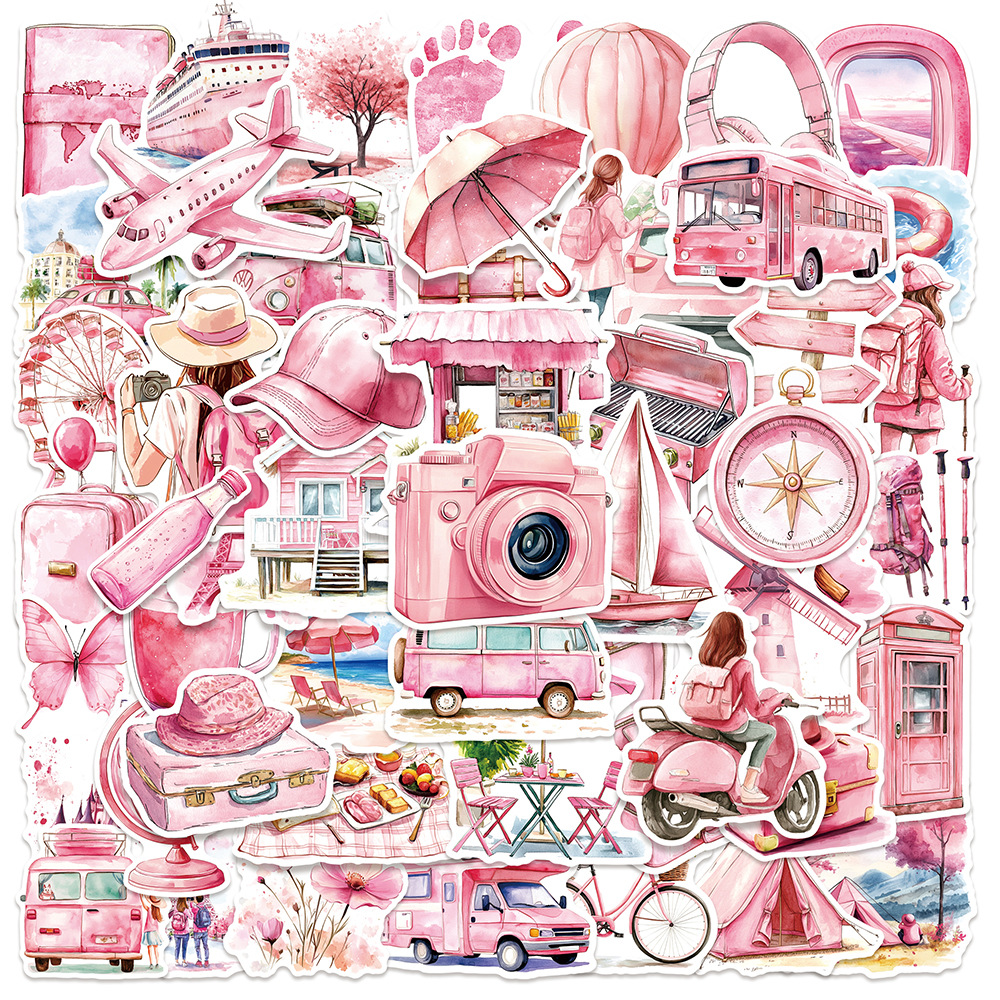 Garden Journal Planner - 50-100 PCS Pink Watercolor Outdoor Travel