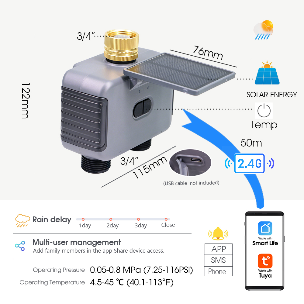 Tuay Smart Solar 2-Zone Wateri - Smart Garden Accessories ulasan dan harga