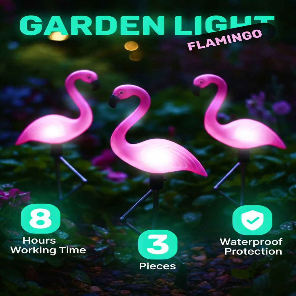 3Pcs Solar Powered Flamingo Gr - Smart Garden Solar ulasan dan harga