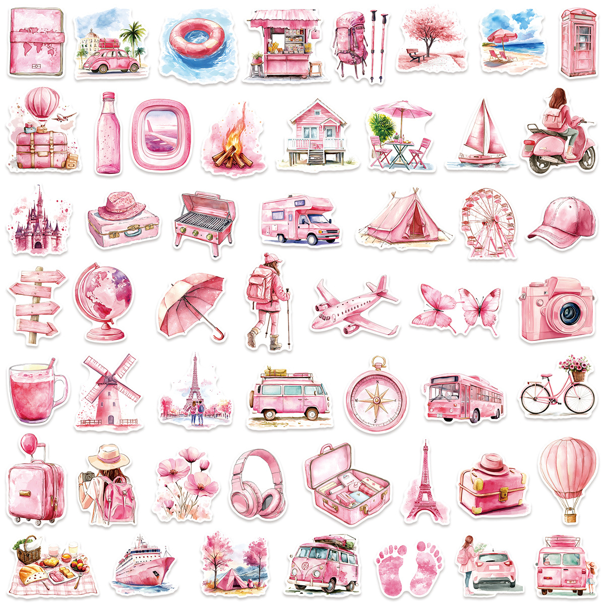 50-100 PCS Pink Watercolor Out - Garden Journal Planner ulasan dan harga