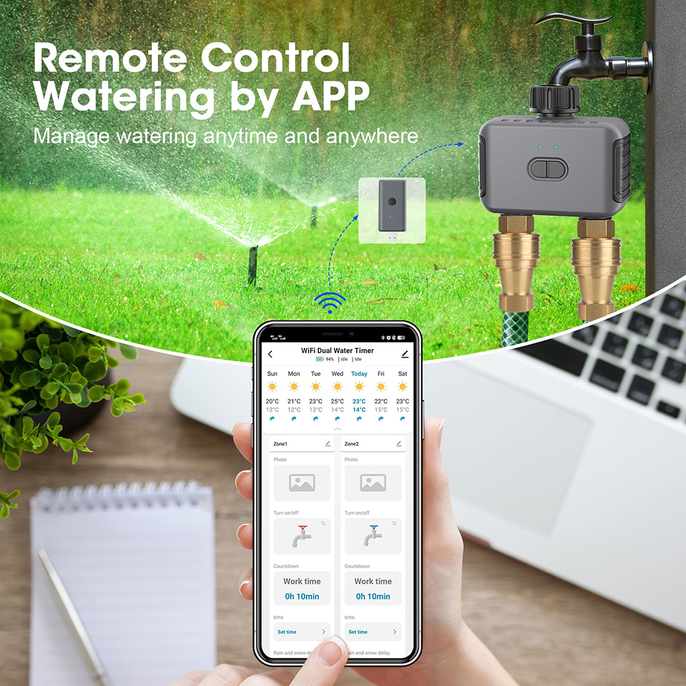 Tuya Smart Dual Water Timer Bl - Smart Gardening ulasan dan harga