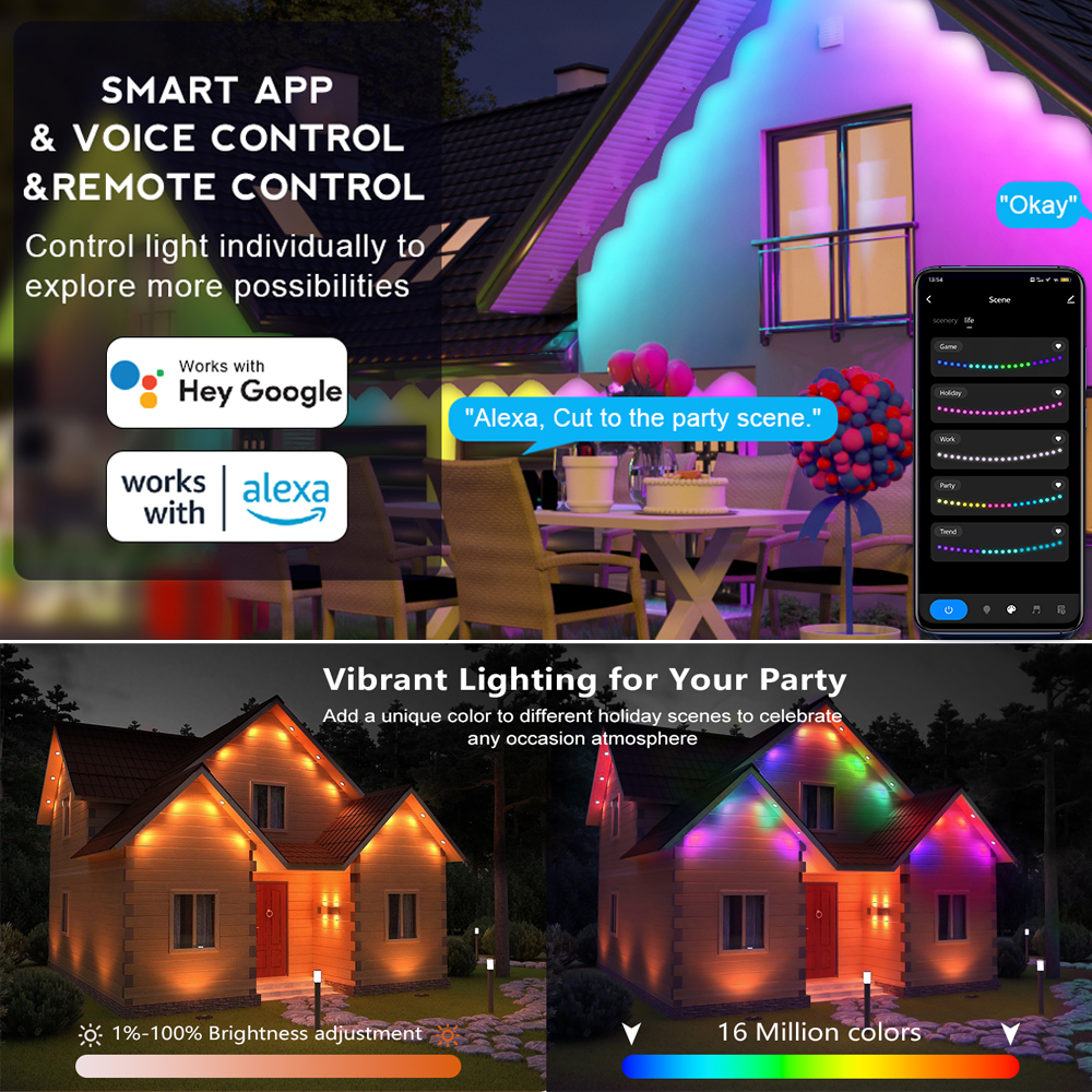 Smart WIFI RGB Eaves Lighting  - Smart Led Garden ulasan dan harga