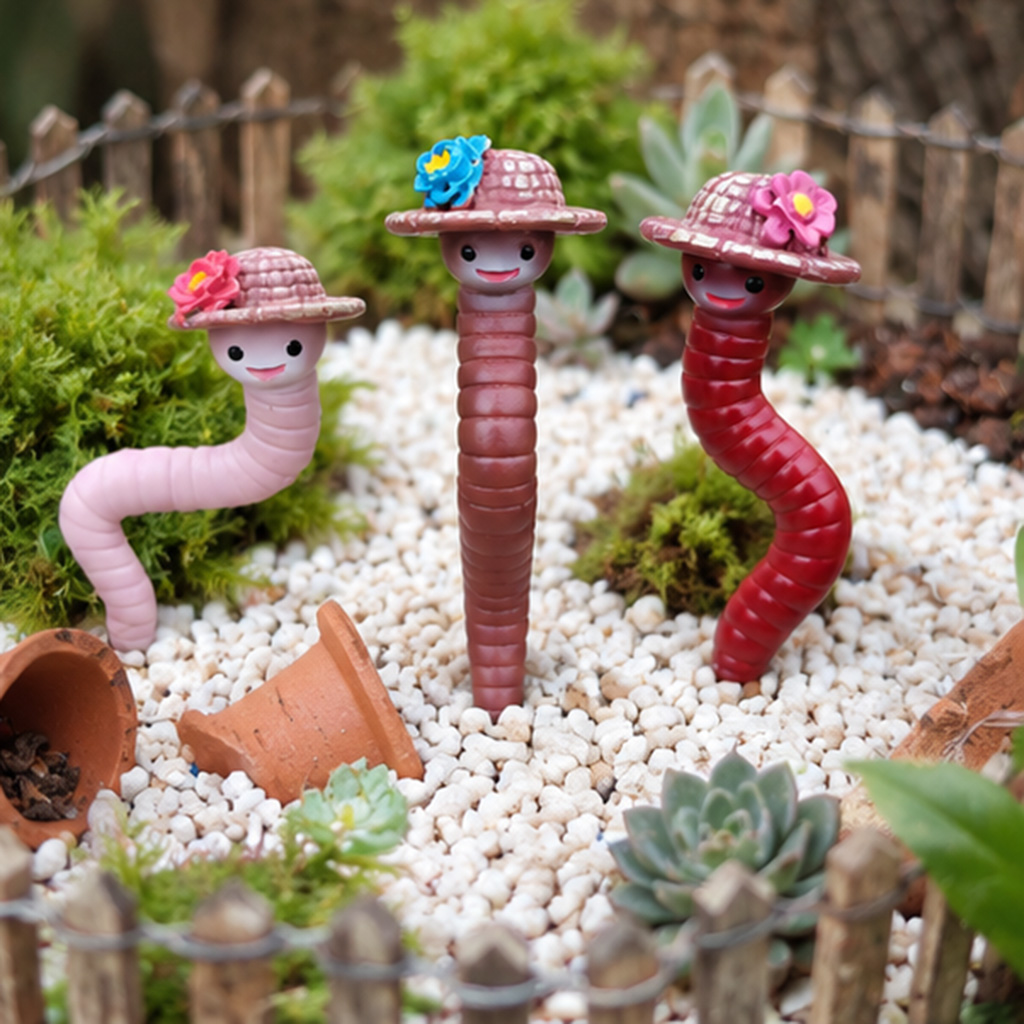 3Pcs Cute Resin Worm Garden St - Garden Journal Planner ulasan dan harga