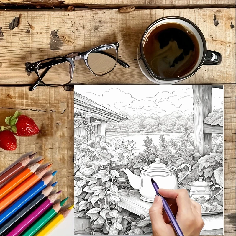 Tea In The Gardens Coloring Bo - Garden Journal Planner ulasan dan harga