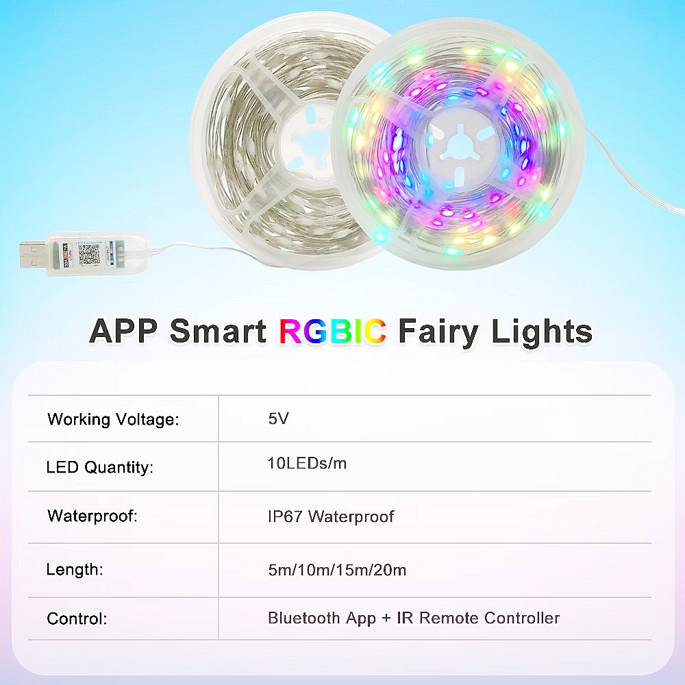 USB LED Smart app RGBIC Fairy  - Smart Led Garden ulasan dan harga